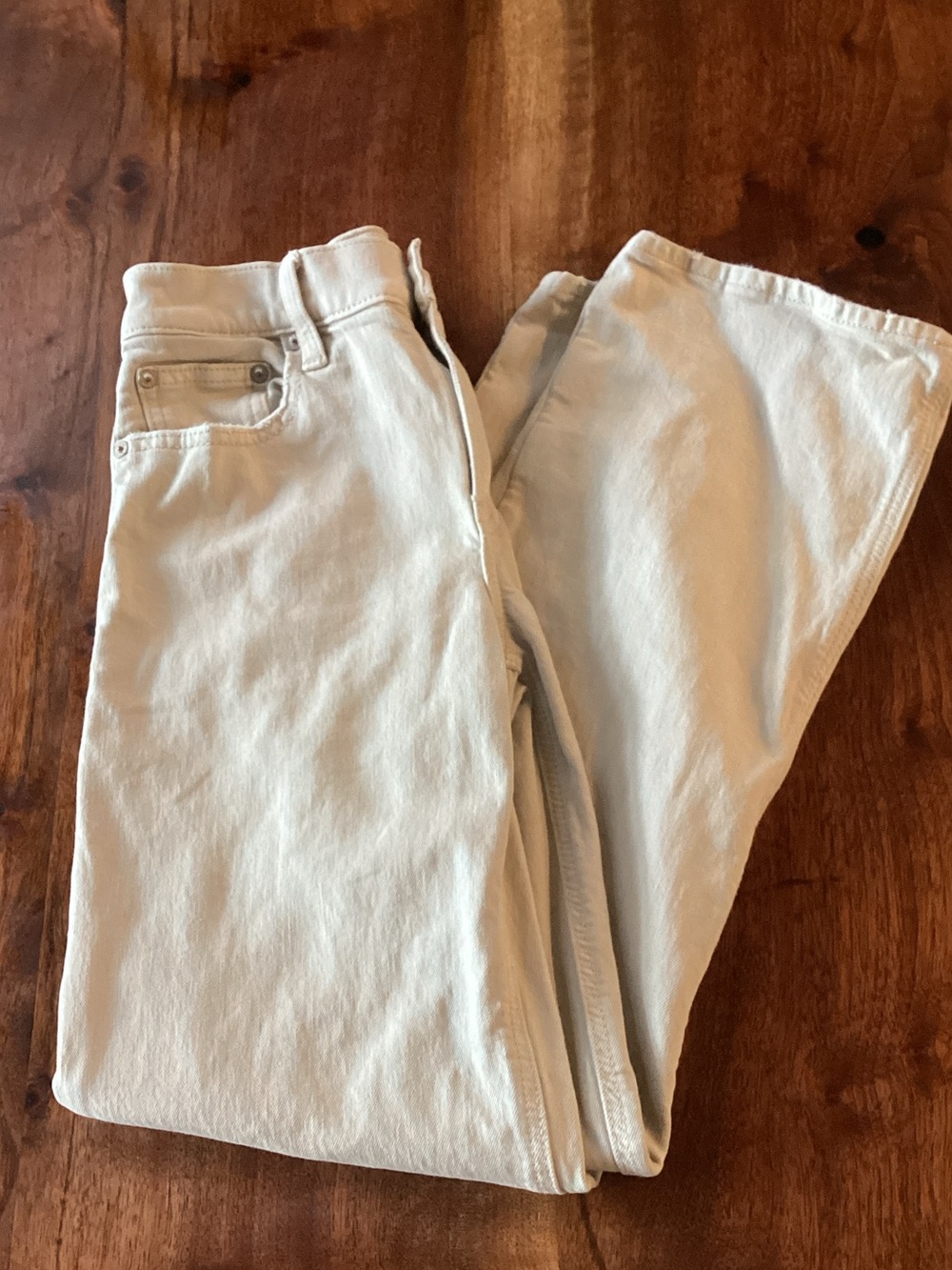 American Eagle Outfitters Cream Straight-Leg Jeans